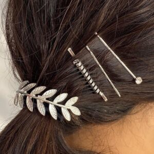 Gümüş Renk Yaprak Figürlü Metal Lastik ve Tel Toka Seti - Dayanıklı Şık Aksesuar
