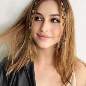 Kahverengi Desenli Saç Boncuğu – Örgü ve Saç Aksesuarı (Hair Bead)