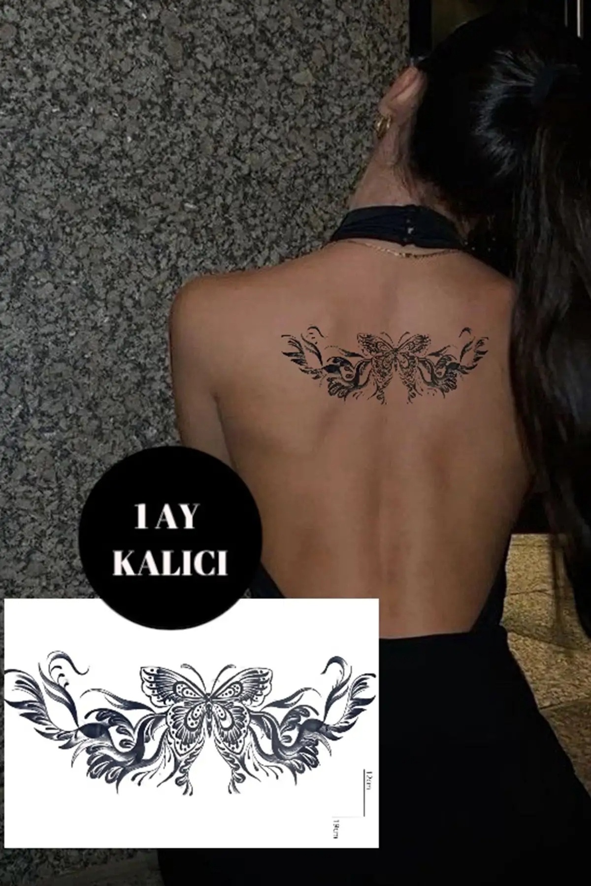 12 Saat Sonra Kararan Kelebek Figürlü Geçici Dövme Tattoo – Uzun Süre Kalıcı