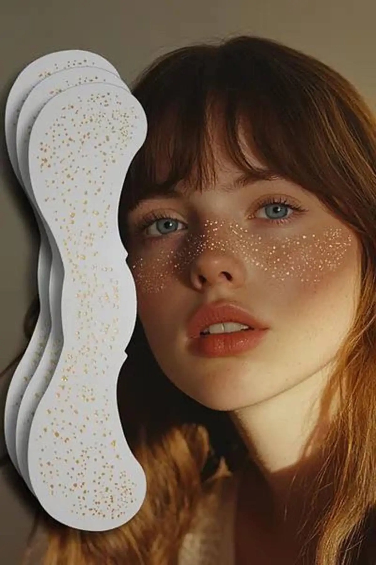 Altın Renk Geçici Çil Makyaj Bandı – Simli ve Parıltılı Glitter Tattoo