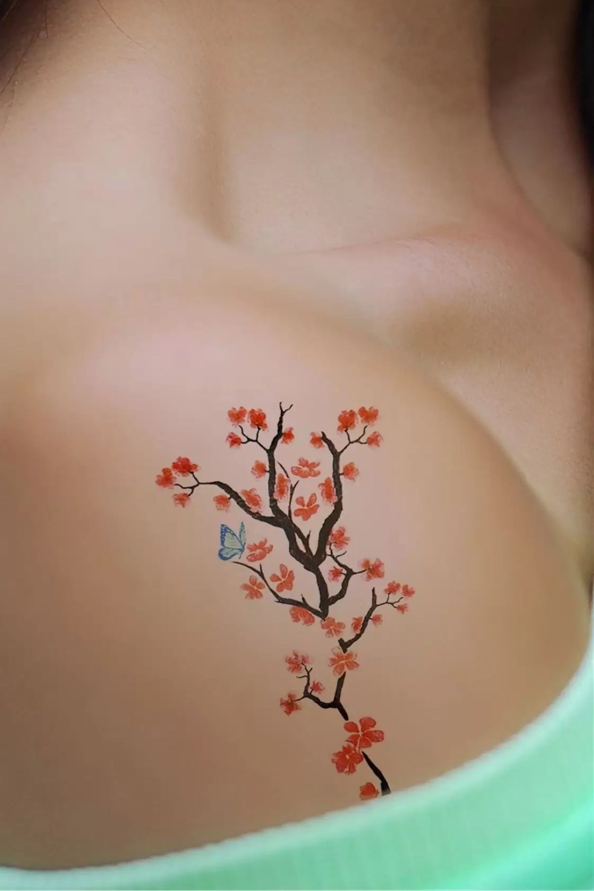Çiçek ve Kelebek Desenli Geçici Mini Dövme – Tattoo Sticker