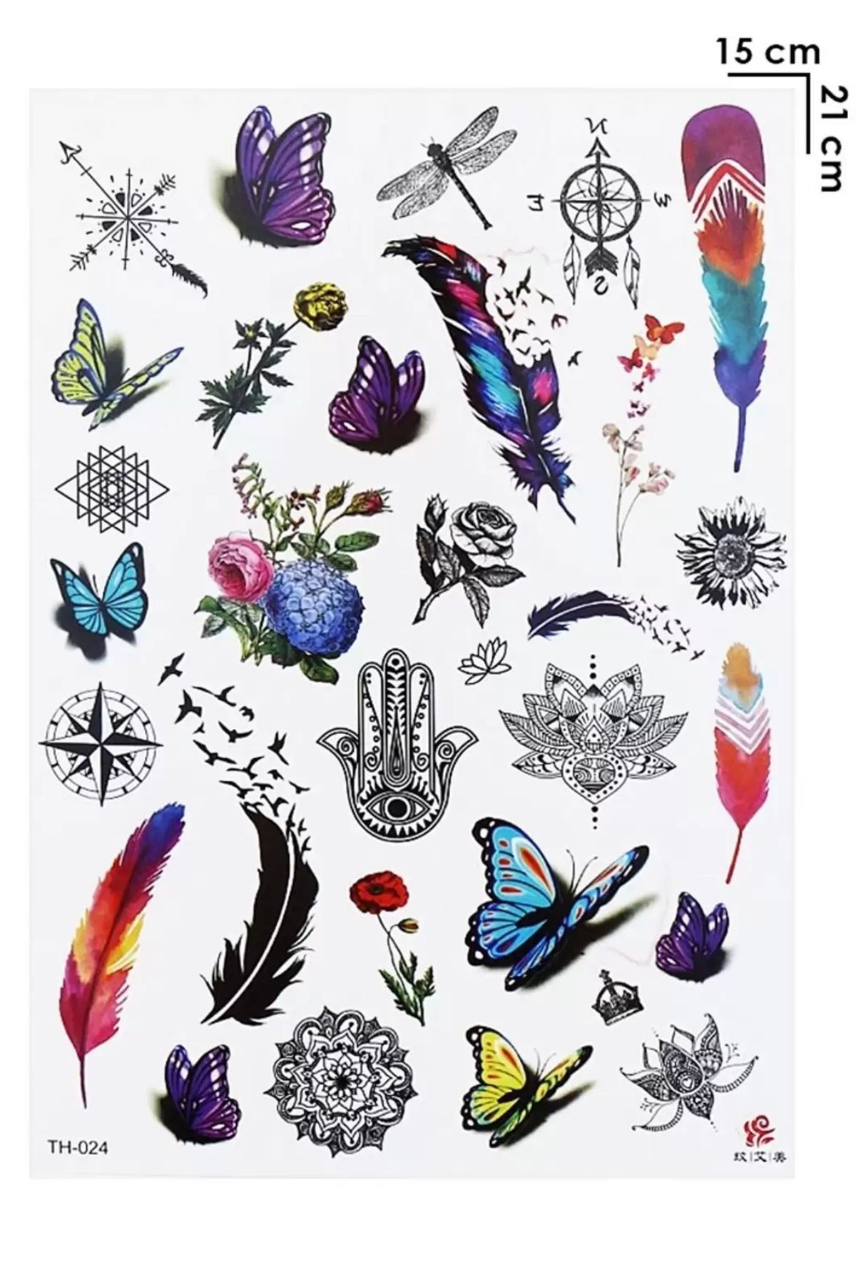 Geçici Tattoo Seti – Farklı Tarzlarda Karışık Desenler