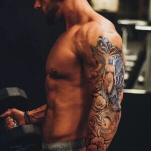 Melek ve Çiçek Temalı Geçici Dövme – Gerçekçi Kol Tattoo