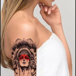 Gerçekçi Geçici Kızıldereli Kadın Dövme Tattoo