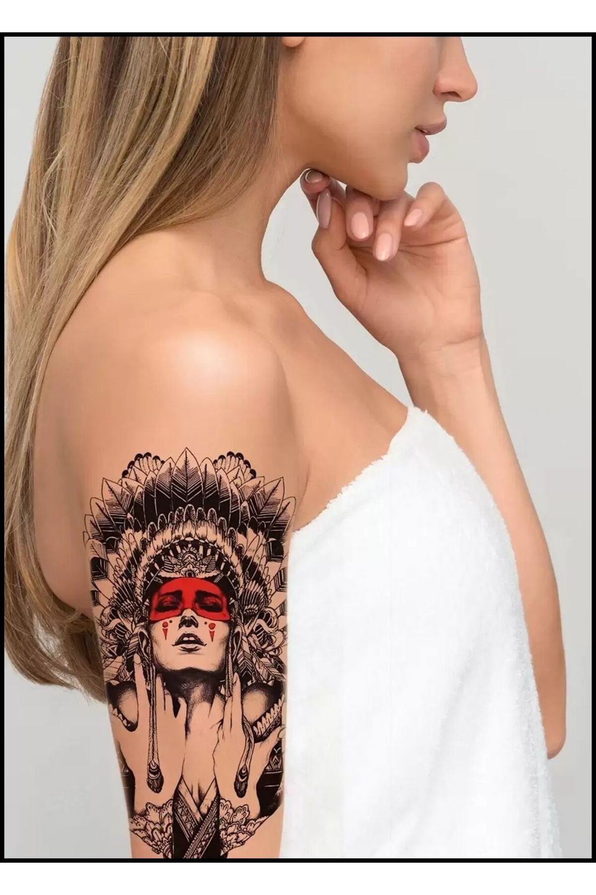 Gerçekçi Geçici Kızıldereli Kadın Dövme Tattoo