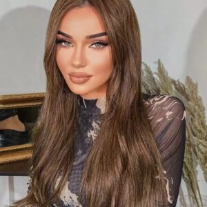 Isıya Dayanıklı Yarımay Çıt Çıt Saç - SH6D- Fındık Kahve - Düz - 60 Cm - 110 Gr