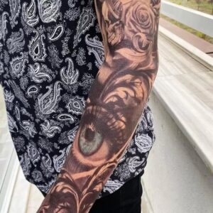 Göz ve Gül Detaylı Kol Dövme Tattoo