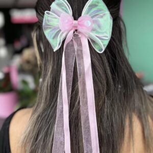 Pembe Renk Hologramlı Kurdele Detaylı Pens Toka