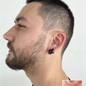 Sıkıştırmalı Unisex Halka Küpe (Çift) Siyah Renk