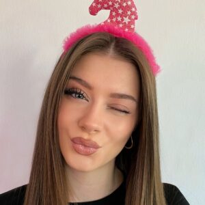Unicorn Figürlü Taç Fuşya Renk