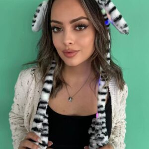 Siyah & Beyaz Renk Zebra Desenli Kulakları Oynayan Taç