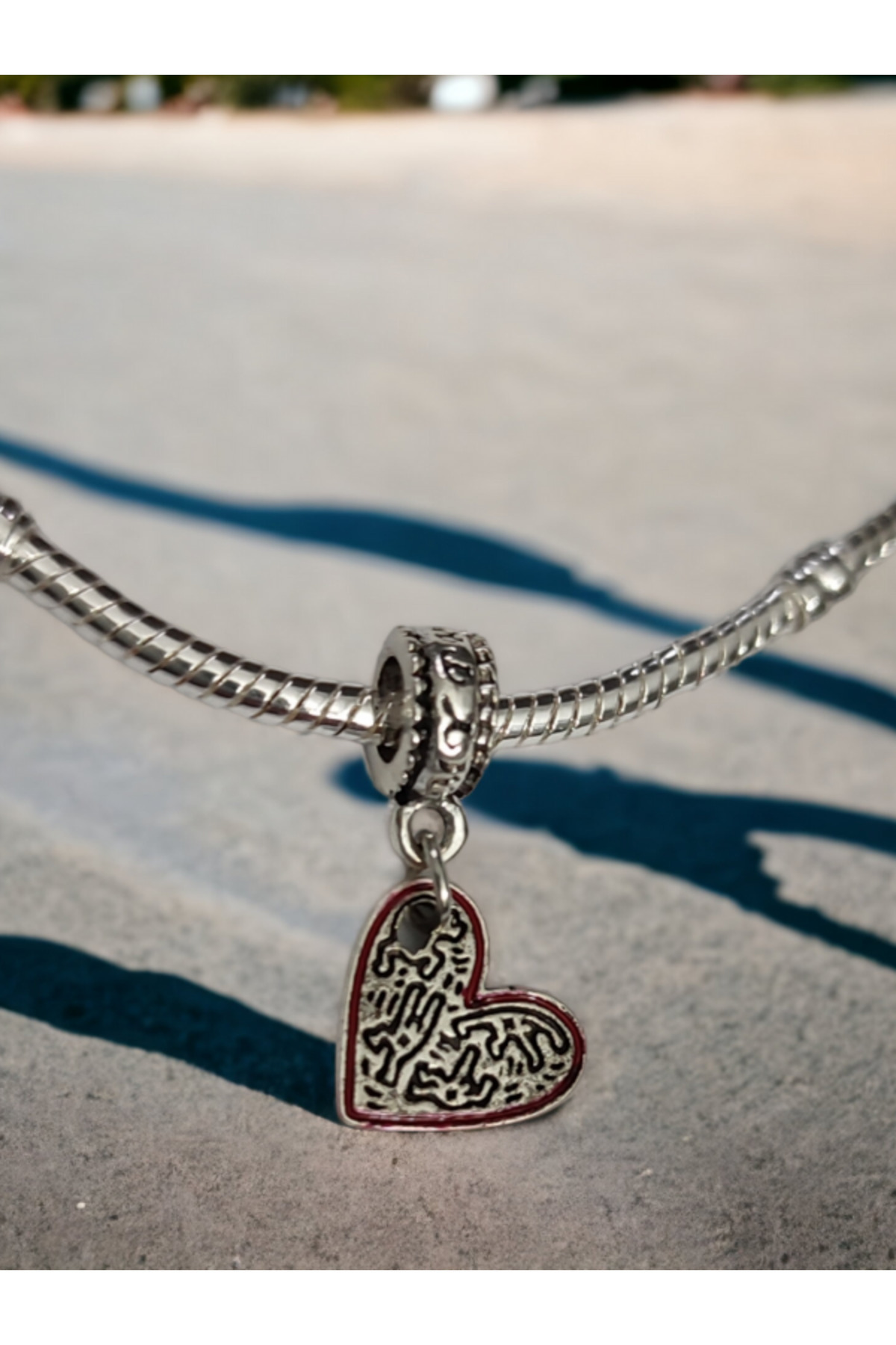 Çelik Bileklik Uyumlu, Red Heart People Charm