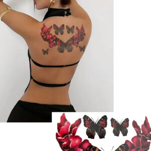 Butterfly Art 15x21 cm Büyük Boy Geçici Dövme - Renkli Kelebek Figürlü Tattoo Serisi