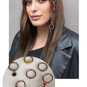 8'li Rose Renk Karışık Figürlü Saç Küpesi